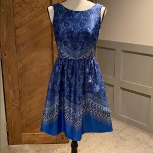 Blue faux lace party dress